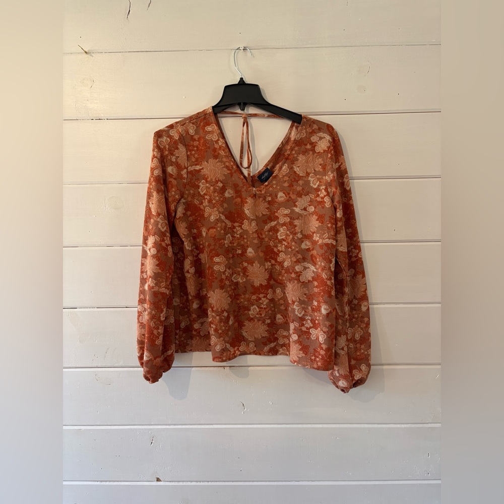 Daytrip Floral V-Neck Blouse - Orange
